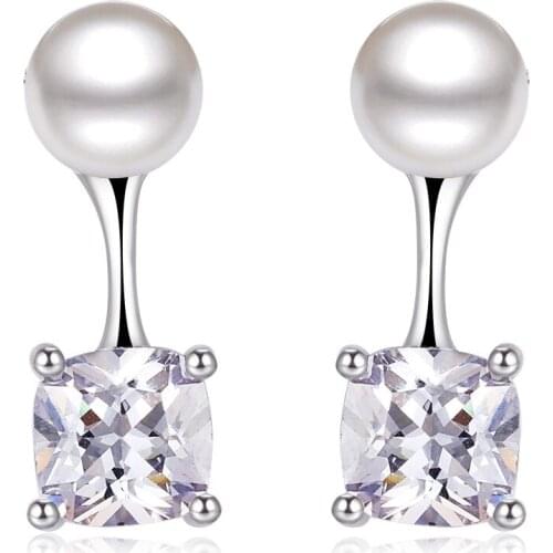 Earrings Women Korean Version of The Rear Hanging Pearl Earrings Temperament Zircon Ear Jewelry Earings Fashion Jewelry 2021