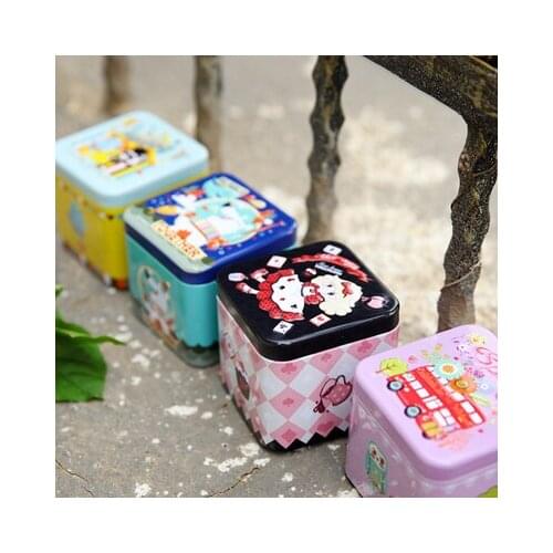 10Pc Cartoon Mermaid Tin Box 7.5*7.5*6.5cm Candy Sugar Pill Packing Box Mini Monroe Pattern Metal Storage Container Gift