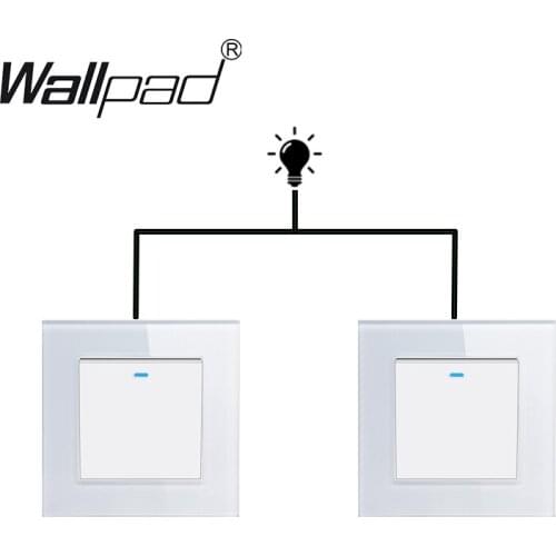 1 Gang 2 Way with LED Indicator Wallpad White Crystal Glass 110V-250V 1 Gang Rocker Push Button 2 Switches Control One Light