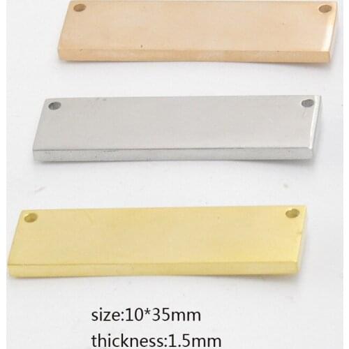 10PCS Rectangle Stamping Blank Bar Charm Plate DIY Necklace Bracelets 3 Colors Mirror Polish Connector Charms for Jewelry Making