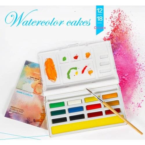 12/18 Colors Watercolor Pigment Set Watercolor Painting Student Hand-painted Portable Painting Set for Painting Art Supplies