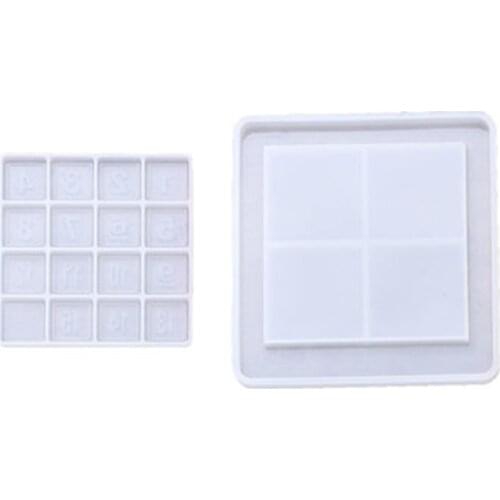 2Pcs/Set Digital Puzzle Crystal Epoxy Resin Mold Number Puzzles Games Silicone Mould DIY Crafts Casting Tool R58E