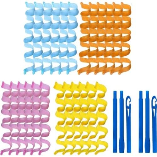24pcs Magic Wave Hair Curlers with Hooks DIY No Heat Waveform Hairstyle Rollers 667D