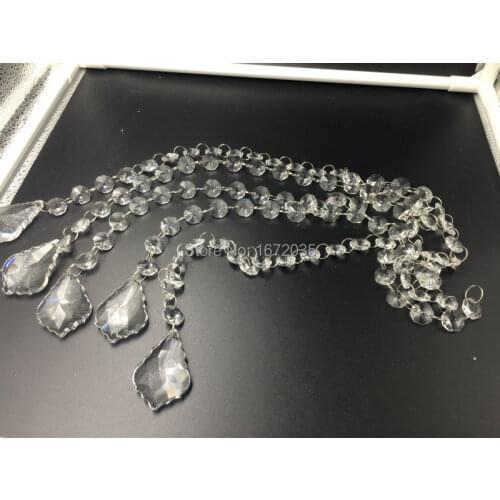 5pcs 50mm Transparent K9 Crystal Maple Leaf Shape With 14mm Clear Octagon Bead Crystal Prism Drop Prism Pendant Hanging Pendant