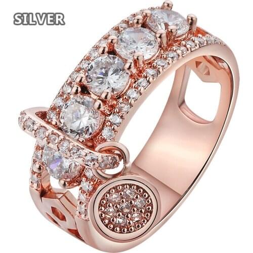 925 Silver Internet Celebrity Ring Rotatable Female Crystal From Austrian Simple Temperament Couple Rhinestone InlayZC Jewelry
