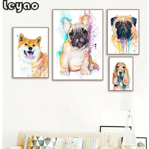 Animal French Bulldog Akita Dog Cat Diamond Painting Nordic Posters Cross Stitch Wall Art Home Decor Full 5D Diamond Embroidery