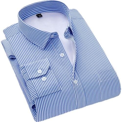 Aoliwen Brand 2020 men autumn and winter warm casual shirt men plaid striped slim young men long-sleeved plus velvet warm shirt