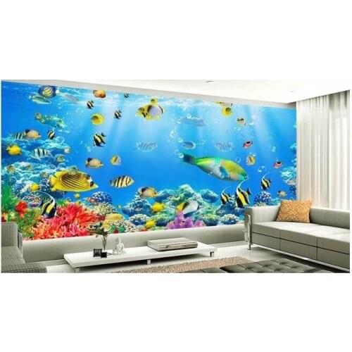 Bacal Custom Photo Mural Non-woven 3D Wallpaper Mural Underwater World Fish Coral Children Room Wall Decoration Wallpaper