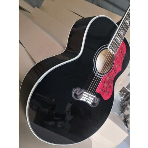 Free shipping custom 200 6 string 43 inch guitar,acoustic guitar, folk guitar,Spruce plywood,black guitar,mahogany neck