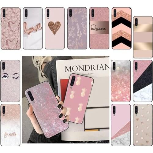 Gold Rose Love heart Pink Marble Phone Case For Samsung A71 A21 A31 A72 A50 A70 A51 A52 A32 A11 A12 M31 A02