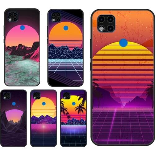 80S Vaporwave Retro Synthwave Sunset Case For Xiaomi Redmi Note 7 8 9 10 Pro Note 9S 8T Cover Fundas For Redmi 9T 9A 8A K40 9C