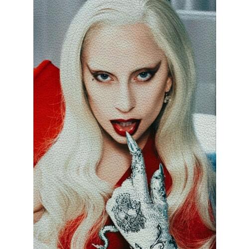 Famous Singer Lady Gaga Printed Faux Litchi Leather Sheets 22*30CM DIY Bag Accessories Home Decoration A4
