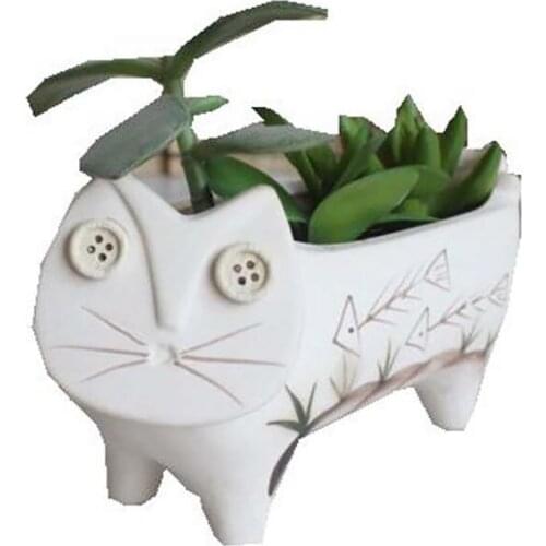Cute Flower Pots Cartoon Cat Succulent Planters Desktop Plants Bonsai Planter Home Balcony Flower Vase Pot Garden Decoration