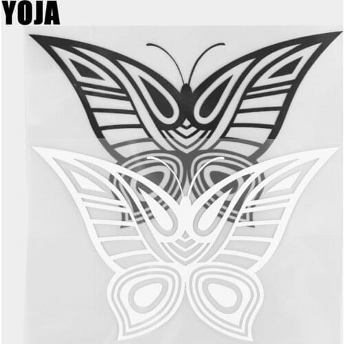 YOJA 16×10CM Fashionable Butterfly Vinyl Decal Cartoon Animals Car Stickers Black/Silver 19C-0235