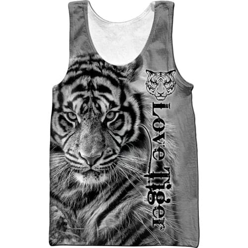 3D Tattoo Vest Love Tiger Over Printed Tank Tops For Men Summer Harajuku Fashion Sleeveless T-shirt streetwear Unisex