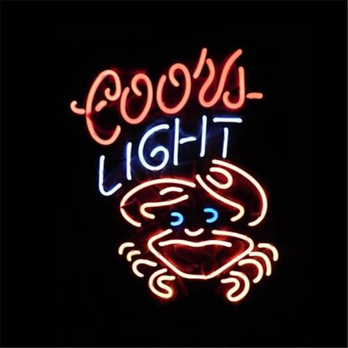 NEON SIGN For COORS LIGHT CRAB Signboard REAL GLASS BEER BAR PUB display RESTAURANT outdoor Light Signs 17*14"
