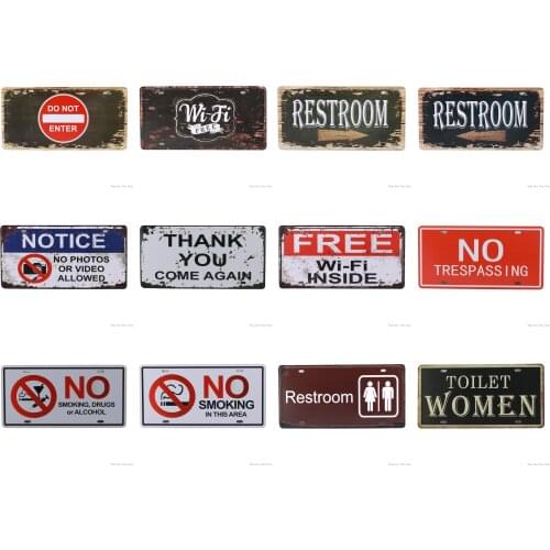 License Plate Store Do Not Enter Road Guide No Smoking Metal Tin Sign Painting Vintage Garage Plaque Iron Painting Wall Decor