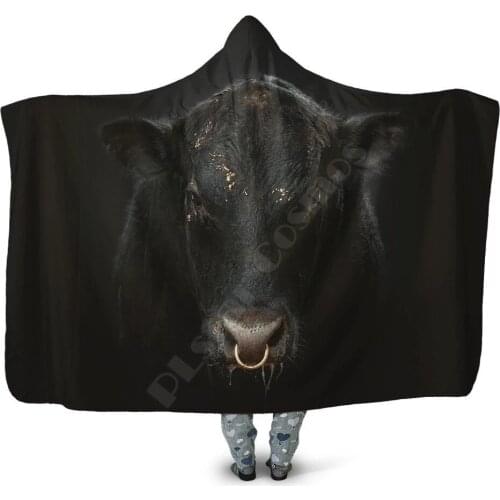 Black Cow 3D Printed Wearable Blanket Adults For Kids Various Types Hooded Blanket Fleece blanket
