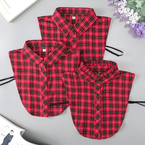 Personality Plaid Lapel Fake Collars for Women Detachable Shirt Collar Mens False Half Shirt Blouse Collar Ties Accessories
