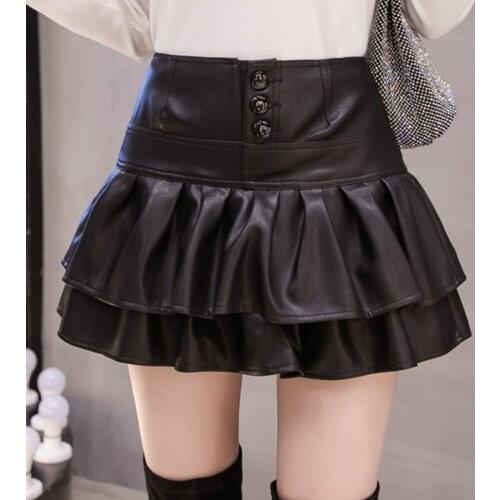 2019 Autumn and winter wear leather shorts skirt sexy high waist PU skirt DQ260