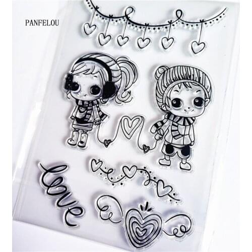 PANFELOU The Dating couple Transparent Silicone Rubber Clear Stamps cartoon for Scrapbooking/DIY Easter wedding album