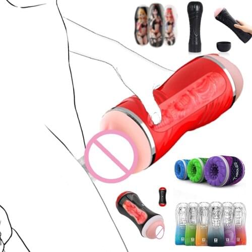 Realistic Vagina Male Manual Penise Enlargement Erection Extender Masturbators Dildos Oral Sex Adults Sex Toys For Men Products