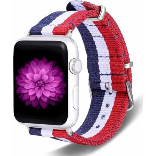 For Apple Watch 6 nylon strap For iWatch series 6 5 4 3 2 1 38mm 40mm nylon strap 42mm 44mm Smart sports strap with metal buckle