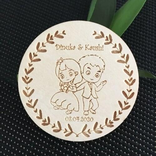 Romantic Wooden Bride, Groom Party Favors Personalized Save the Date Guest Gifts Magnet Wedding Party Supplies
