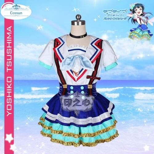 Custom made Anime! Lovelive Sunshine Aqours Jumping Heart Tsushima Yoshiko sj Uniform Dress Cosplay Costume For Women