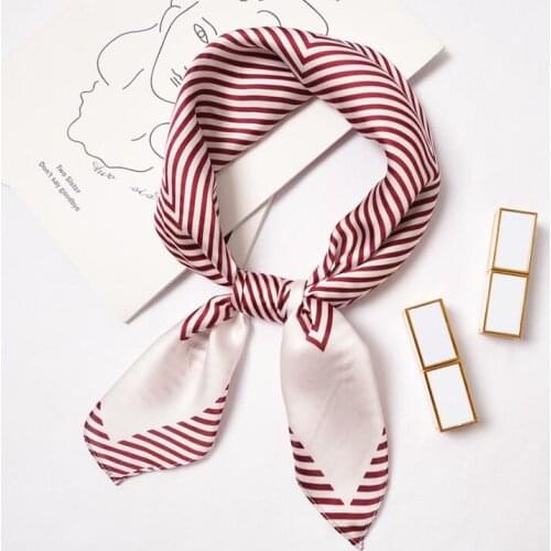 Yishine New 60x60cm Women Multifunction Polyester Silk Scarf Stripes Prints Patchwork Satin Small Square Wraps Scarves Shawl
