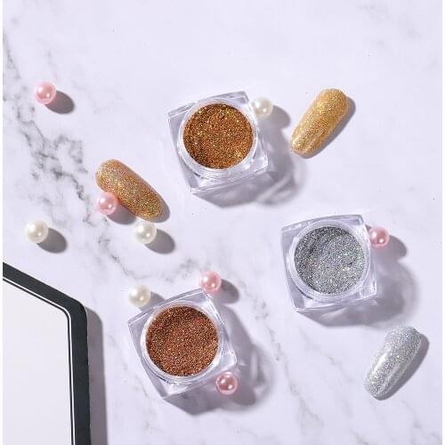 TP 1 Box Nail Glitter Rose Gold Colors Sandy Powder Shiny Nail Powder Nail Art Sequins Pigment Flakes Dust 3D Decorations