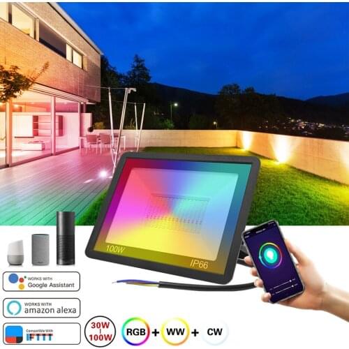 30W/50W/100W Tuya Smart Floodlight RGB Spotlight 220V Wall LampOutdoor Light Waterproof APP Control Work With Alexa Google Home