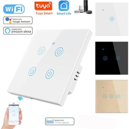 Smart Wifi Light Touch Switch Tempered Black White Crystal Glass App Control 1/2/3/4 Gang Interruttore Work In Alexa Google Home