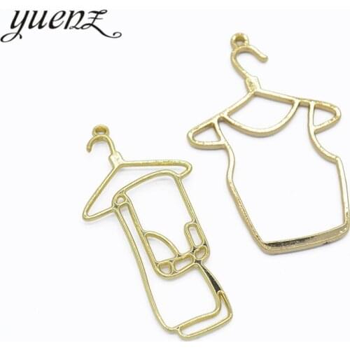 YuenZ 10pcs fashion hanger clothes KC Gold Color Trendy Charm Woman Earring Necklace Alloy Charms for Jewelry Making W114