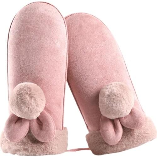 Suede Mitten Womens Gloves Winter Outdoor Cycling Warm Gloves Ski Snowboard Motorcycle Sports Gloves