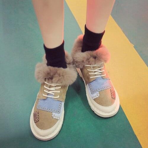 Womens bottomed flat boots, soft bottom comfortable woollen line boots, Institute womens boots Mujer Chaussure Femme U11-26