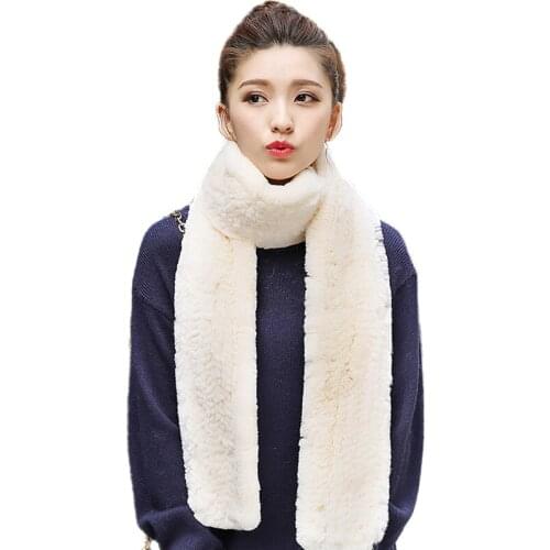 Unisex Real Rex Rabbit Fur Winter Scarf Women Hand-Woven Neckerchief Elegant Mens Warm Scarves Soft 12Colors