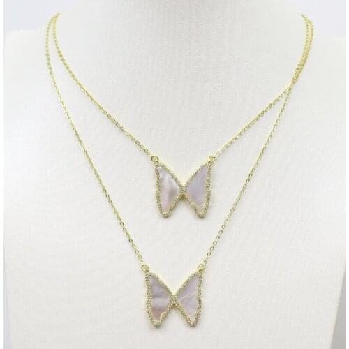 White shell Butterfly pendant necklace Butterfly Connector Elegant women necklace women Chain New design Necklace 9851