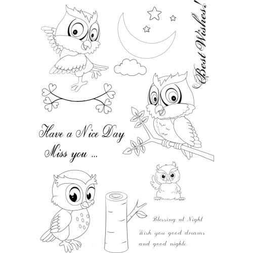 ZhuoAng Owl Moon Clear Stamps For DIY Scrapbooking/Card Making/Album Decorative Silicon Stamp Crafts