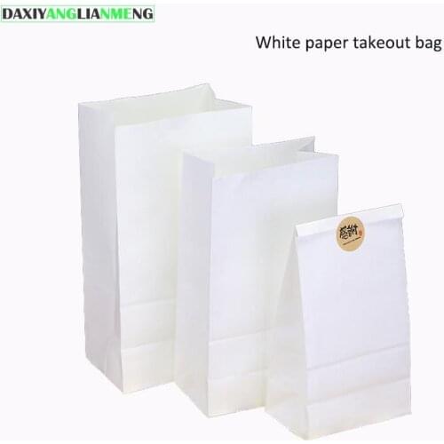 100pcs/lot 7 Sizes White Paper Gift Bags Sandwich Bread candy Bags takeout fast food Bags Party Wedding Favour free shipping