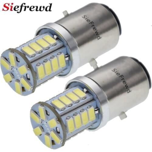 2 x White H6 BA20D LED Motorcycle Headlight Light High Low Beam 5630 26 SMD Motorbike Scooter Front Head Fog Lamp Bulb 6V 12V DC