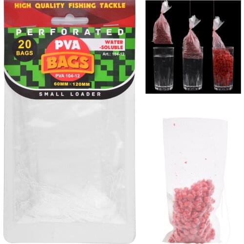 20Pcs PVA Bags Carp Fishing Fast Dissolving Water Soluble Bait Bag For Carp Coarse Boilie Bait Bag Fishing Feeder Tackle