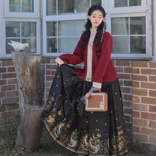 2021 chinese traditional hanfu clothing festival clothes floral printed elegant folk dance costume wonen performance hanfu dress