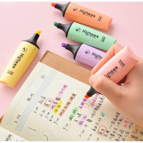 5pcs Macaron color marker highlighter pen Mild colors highlight spot liner Stationery Office accessories School supplies cute