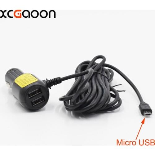 XCGaoon 3.5meter 5V 3.5A Micro USB Car Charger with 2 USB Port for Car DVR Camera GPS Video Recorder Mobile, input DC 8V - 36V