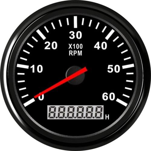 85mm Car Tachometer 6000 RPM Tacho Meter with LCD Hourmeter Red Backlight For Car Boat Marine Gauge Accessories 9-32V