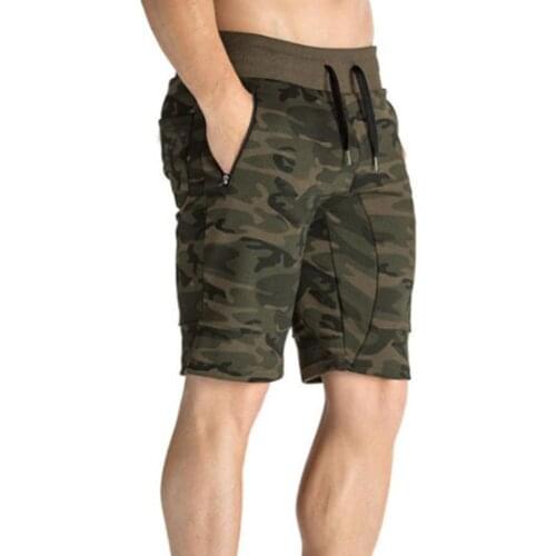 Fitness Fifth Pants Summer Sports Men Camouflage Solid Color Drawstring Shorts Fitness Fifth Pants Male Gym Fitness Jogging Pant