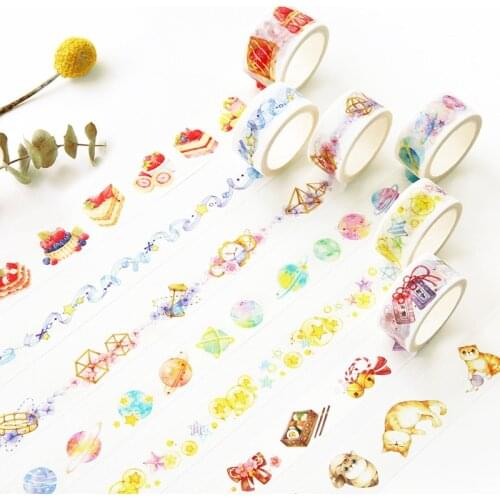 1 pcs Washi Masking Tapes Retro Cats Cakes Decorative Adhesive Scrapbooking DIY Paper Japanese Stickers 10m