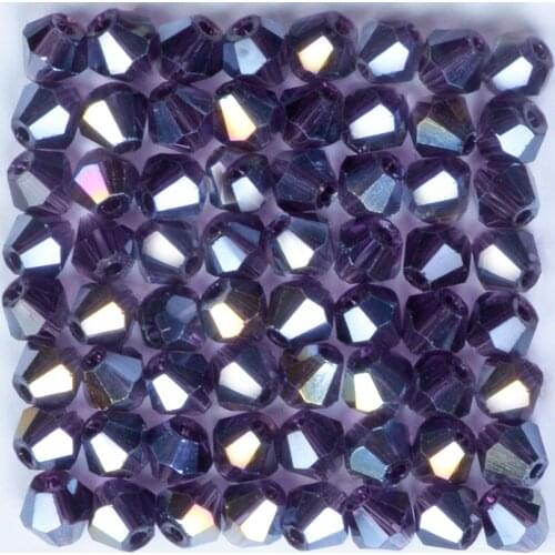 Violet AB Crystal Glass Bicone Loose Beads 4MM Czech Beads Jewelry Making Supplies Seed Beads For Needlework Silicone Teething