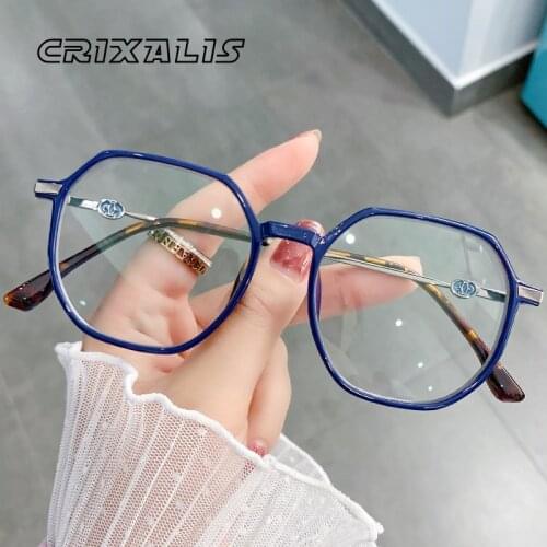 CRIXALIS Round Blue Light Glasses Female Fashion Optics Myopia Womens Eyeglasses With Frame Anti Fatigue Computer Eyewear UV400